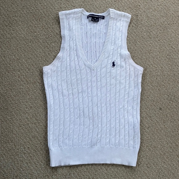 Women’s Ralph Lauren Polo White Cable Knit Sweater Vest Size Small - Picture 1 of 4